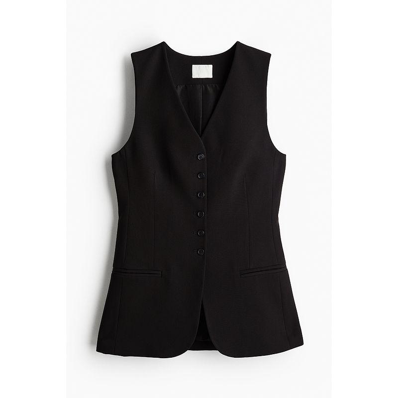 

Женский жилет HM 2024 Осень Новое поступление Слим Без рукавов V-образный вырез Западный стиль Приталенный костюм Жилет Куртка 1219945 Black 006 155/76