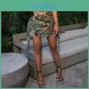 Kurzer Rock Für Damen Sommer Camouflage Fransen Denimstoff Enganliegend Mode