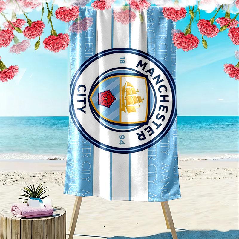 Man City Print Beach Towel, Large Soft Quick Dry Towel for Beach Camping Swimming