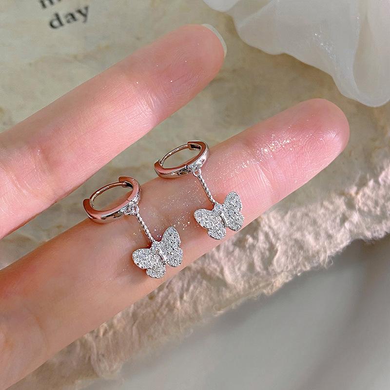 Light Luxury Butterfly Ear Buttons for Women's High-end Ins Fairy Style New Earrings