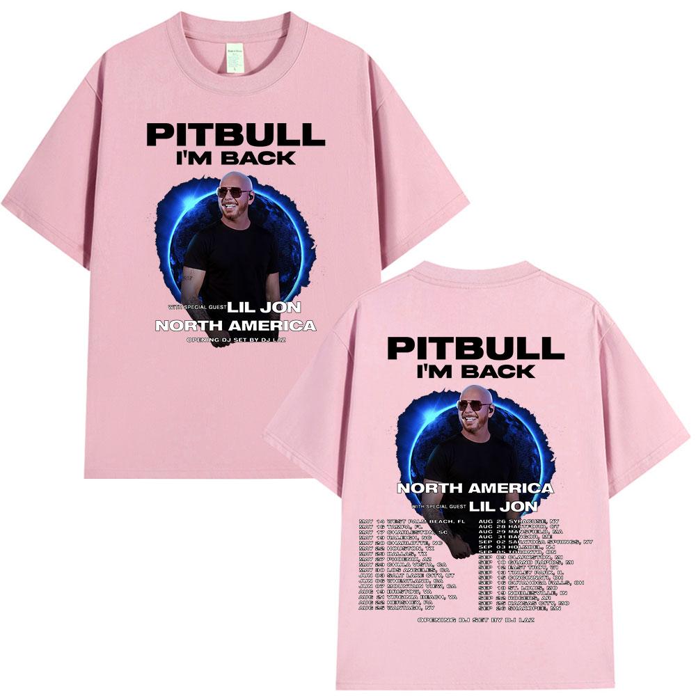Rapper Pitbull Im Back Tour 2026 Merch Magliette Nord America Concerto Maglietta Regali per Fan Unisex Moda Donna Magliette Vintage Top