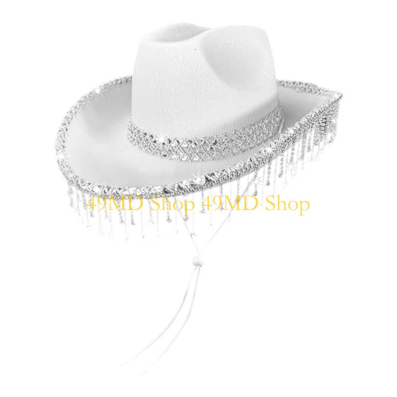 

49MD Delicate Embroidered Wedding Cowboy Hats Bride Gift Panama Hat Photography Props белый