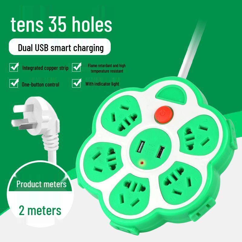 Creative USB Multi-Hole Power Strip with Anti-Leakage Socket for Dorm & Home