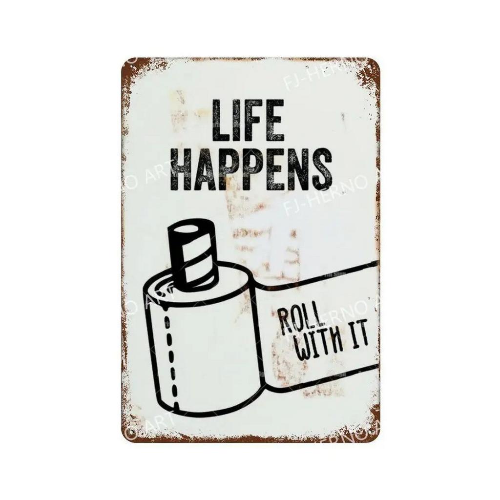 HD Tin Sign Funny Bathroom Humor Vintage Metal Wall Art Retro Toilet Decor Set