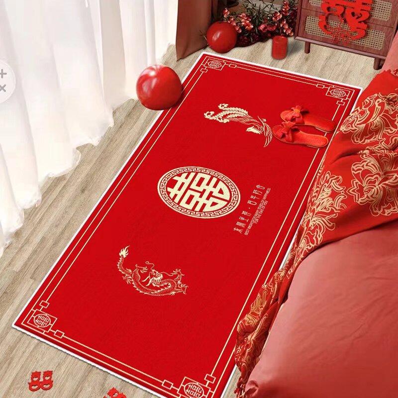 Chinese Red Living Room Carpet Entrance Large Area Rugs Luxurious Soft Room Decoration Home Mats Non-slip Alfombras Para Sala