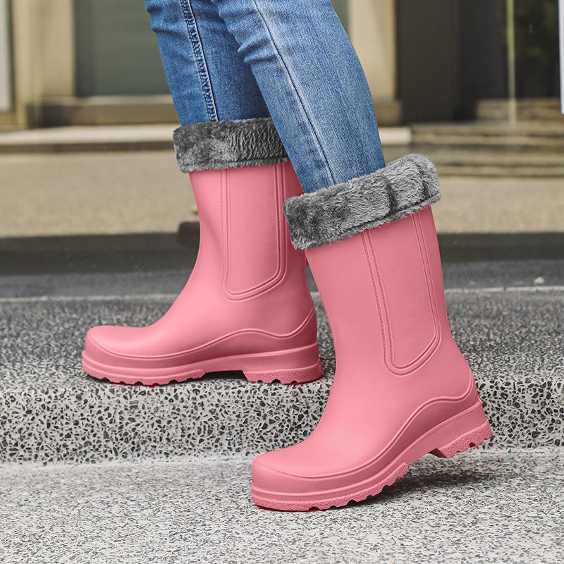 Water shoes Japanese fashion high heel medium tube high tube rain boots rain shoes thick sole warm non-slip waterproof rubber shoes