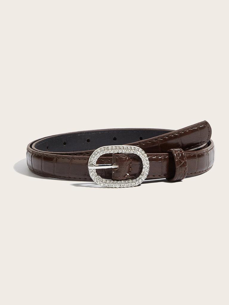 Womens Fashion Leather Belt With Gold Silver Buckle For Casual Jeans Wear