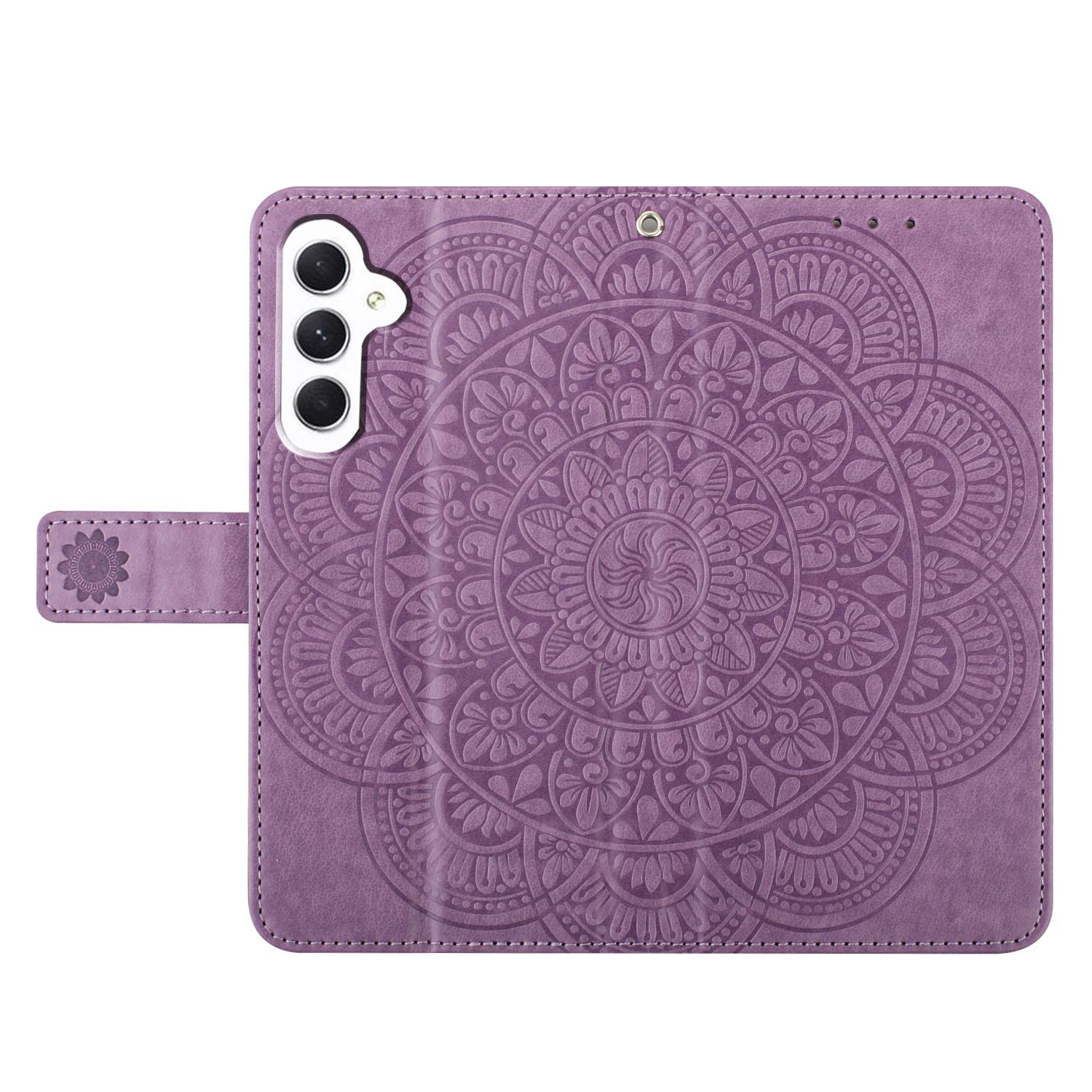 

For Samsung Galaxy A55 5G Case Mandala Flowers Leather Flip Wallet Cover Black