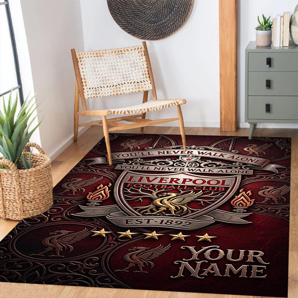 Liverpool Fc Personalized Name Floor Mat Perfect For Dining Room Decorate Room Game Room Playrooms Antislip Carpet Office Home Decor