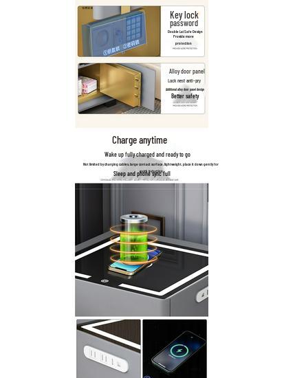 Smart Multifunctional Bedside Safe: Minimalist Square Design for Bedroom and Living Room