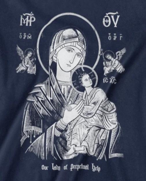 Our Lady of Perpetual Help TShirt 100 Cotton ONeck Summer Short Sleeve Casual Unisexs Tshirt Size S3XL