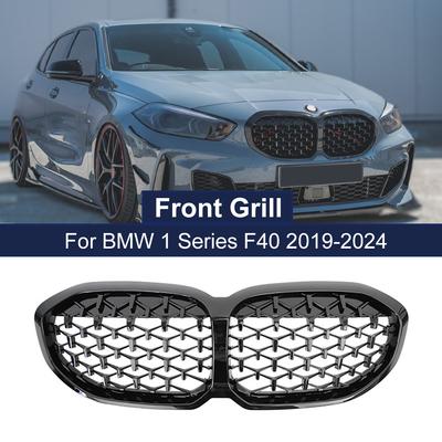 2 Parça Yüksek Kaliteli ABS Ön Elmas Böbrek Izgara Yarış Izgarası Meteor Tarzı BMW 1 Serisi F40 -IN Yedek