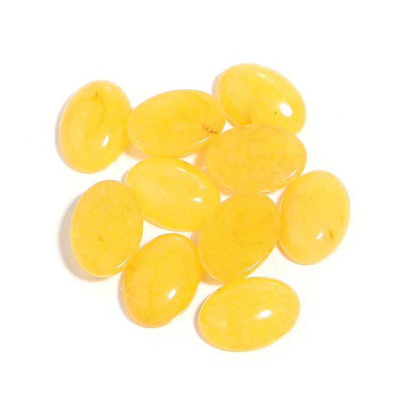 2/5/10pcs Natural Stone Cabochon Yellow Jade Oval Flatback Loose Beads For Jewelry Making DIY Crafts Necklace Ring Accessories 10x14mm 5pcs жёлтый