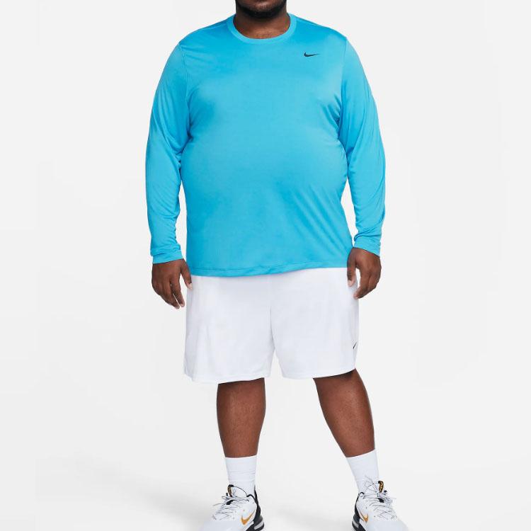 Nike Dri-FIT Legend Solid Logo Round Neck Loose Fit Long Sleeve T-Shirt Men Tops Laser-Blue DX0993-446