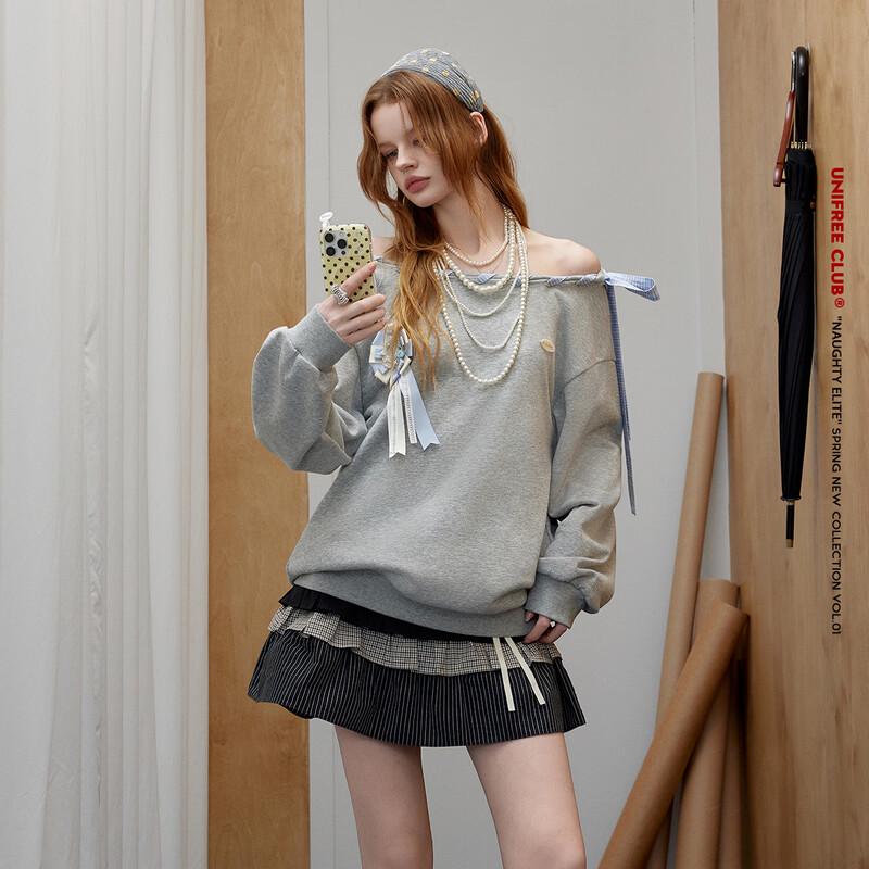 unifree Американская ретро толстовка большого размера для колледжа со съемной булавкой S