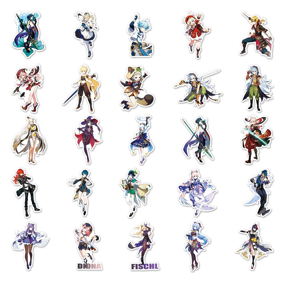 10/30/50pcs Genshin Impact Cartoon Game Stickers Cute Anime Girl Character Sticker DIY Skateboard Notebook Phone Decals Toy Gift