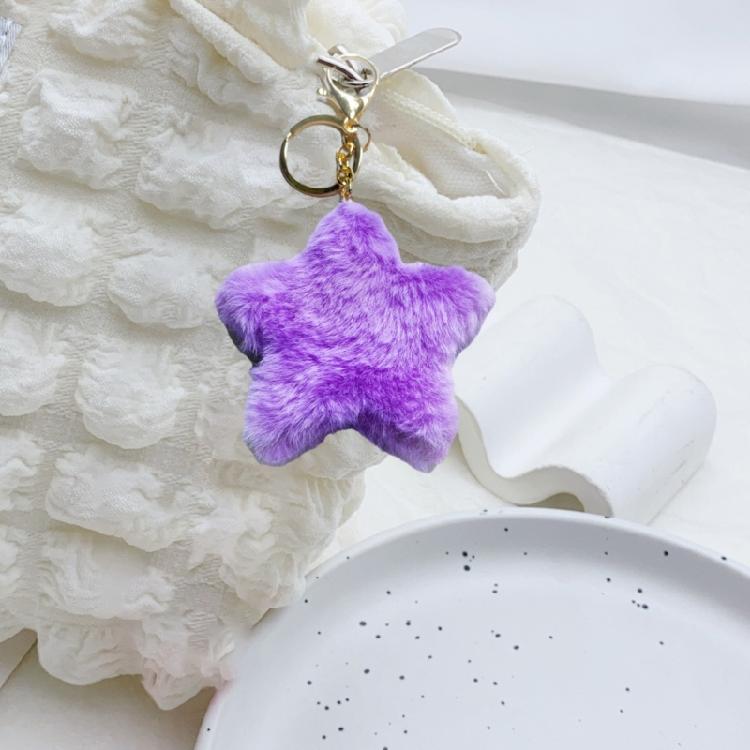 Multi Functional Star Keychain Plush Soft Key Holder Blue Design For Quick Access And Decorative Purposes