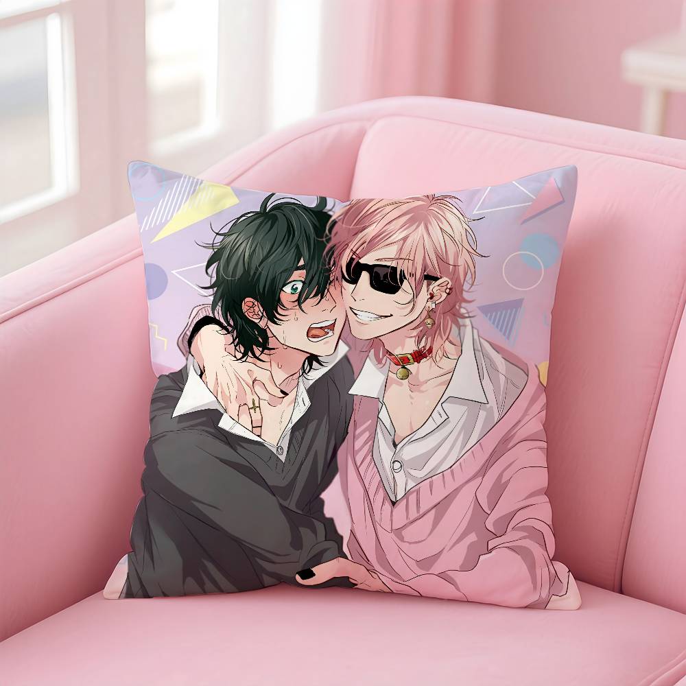 BLAnime y-Yarichin-Bitch Club Pillow Case Anti-dustmite Pillowcase Invisible zipper silky short plush Sofa cushion cover