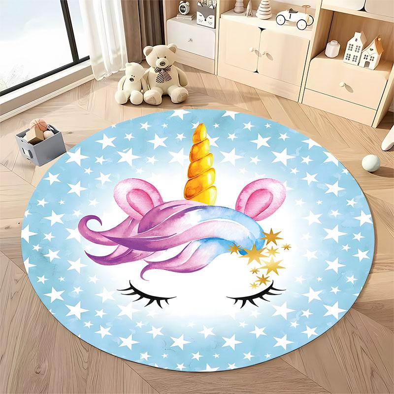 Free Shipping! Magical Unicorn Starry Kids' Room Rug All Seasons Mats Round Carpet for Home Sofa Bedroom, Gift