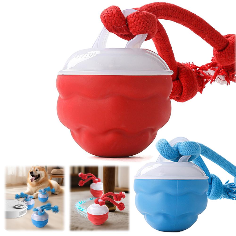 Rechargeable Electric Pets Toys Interactive Dog Toys Active Rolling Ball with Rope Squeaky Dog Toy for Puppy Dogs Cats Toys