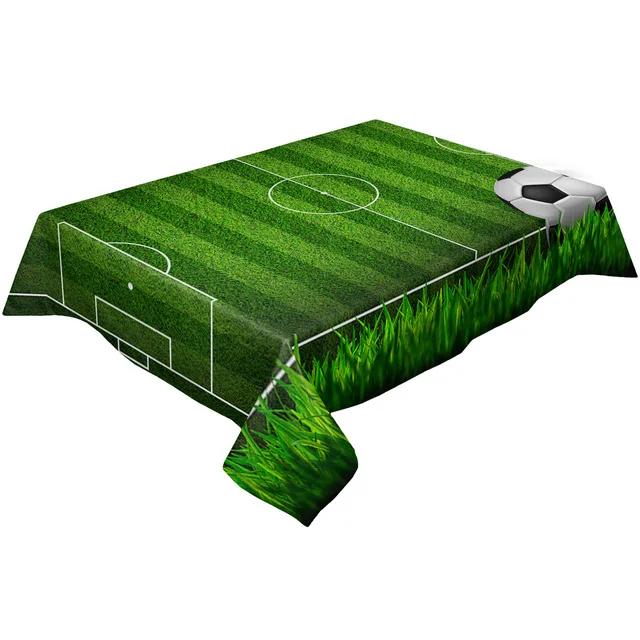 Soccer Themed Waterproof Rectangular Tablecloth for Kitchen Party Wedding Decorative Table Cover