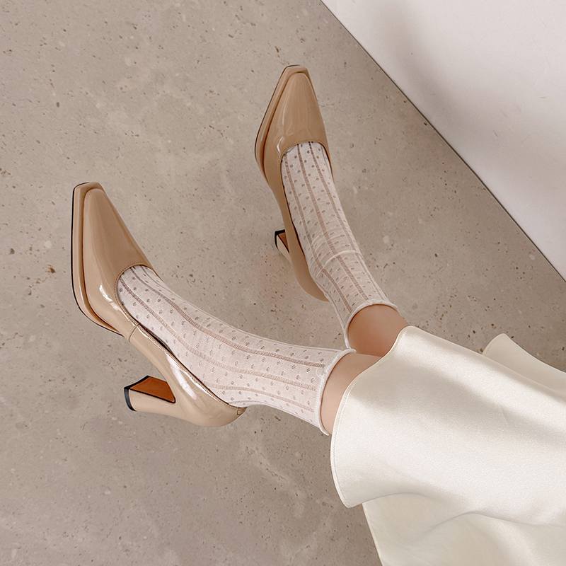 Krazing Pot Schaffell Spitz zulaufende Zehenpartie Hohe Absätze Sommer Einfarbige Schuhe Große Größe 41 Basisbekleidung Damen Moderne Pumps