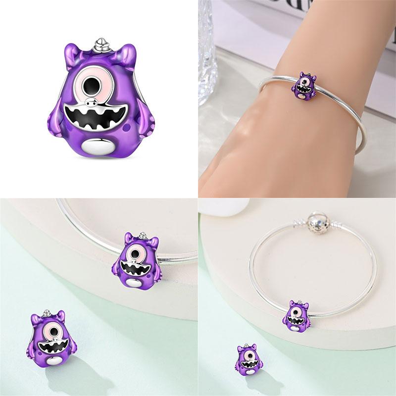 New 100% Copper One-Eyed Monster Puppy Charms Beads Fit Pandora Style Bracelet Diy Jewelry Making Women Gift