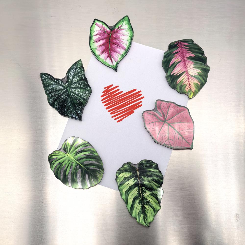 Creative Acrylic Tropical Plant Magnetic Fridge Sticker - Simulation Leaf Design