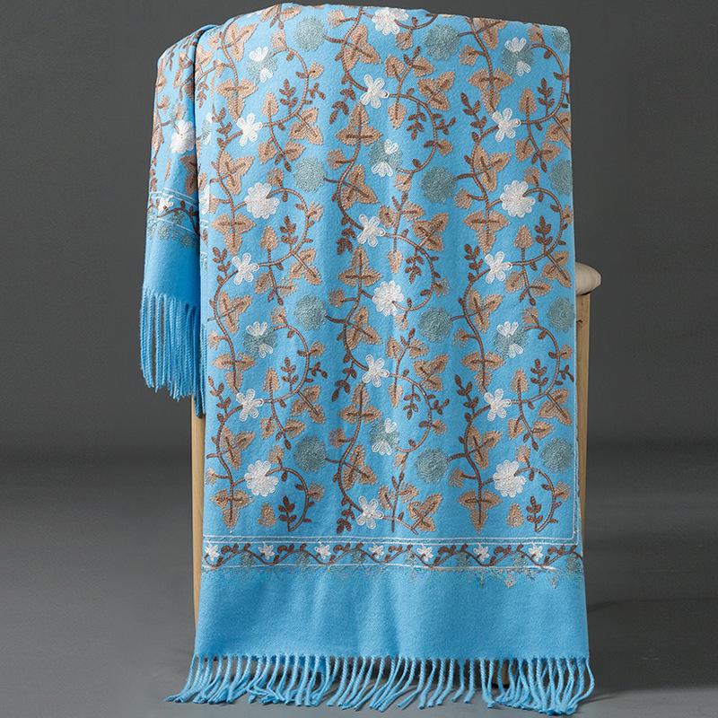 Chinesischer roter bestickter Schal/Umhang mit Kaschmir-Haptik für Damen – Herbst-/Winter-Cheongsam, Sommeroberbekleidung, Mehrzweck-Stil.