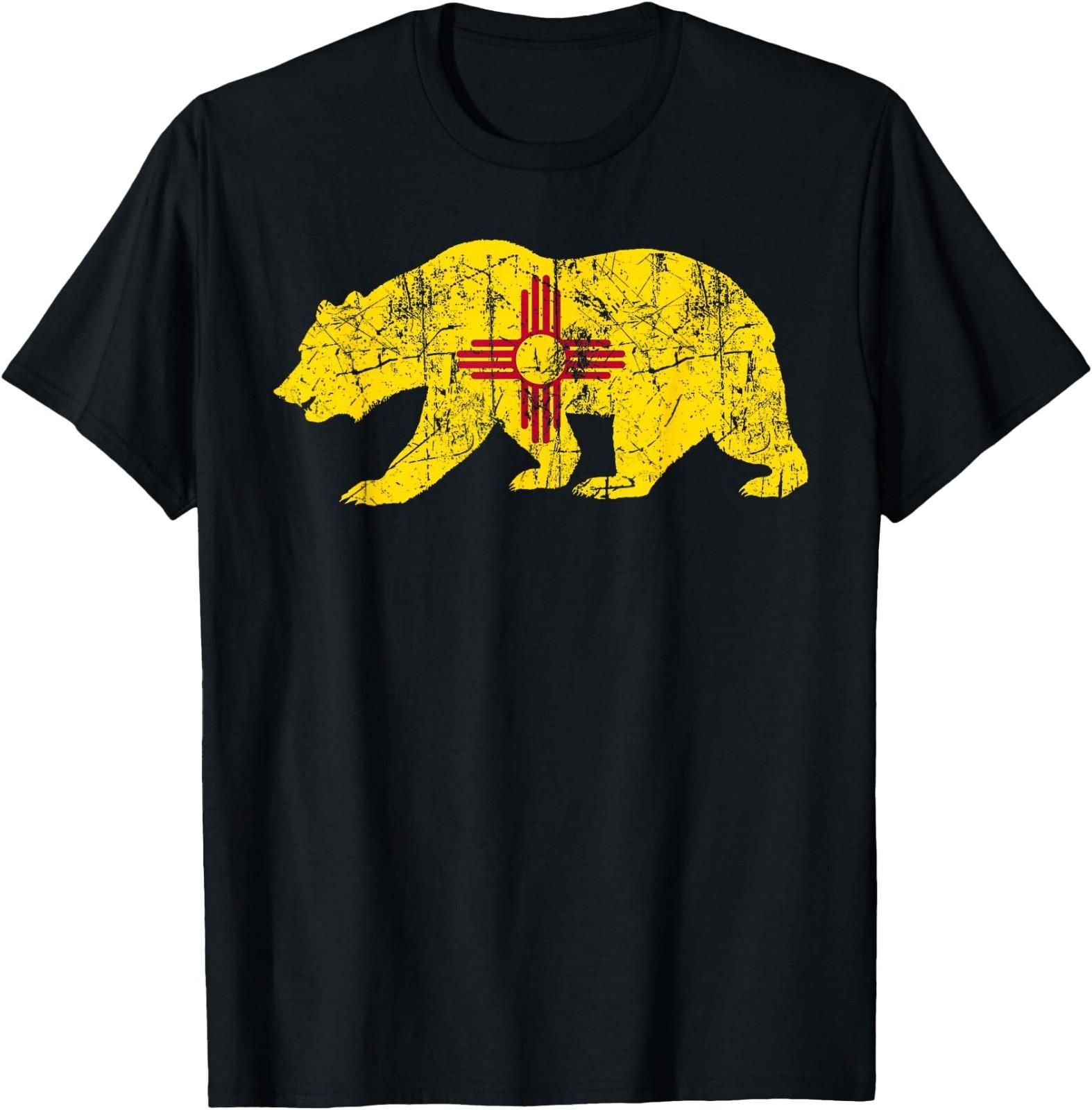USA State New Mexico Flag Bear Red Zia Sun Symbol T- Unisex T-Shirt XL