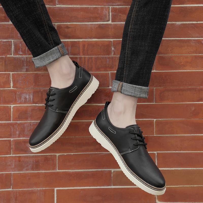 Genuine Leather Men Shoes outdoor black white Casual Shoes Lace up Mens Sneakers Italian Breathable Tenis flats Shoes men
