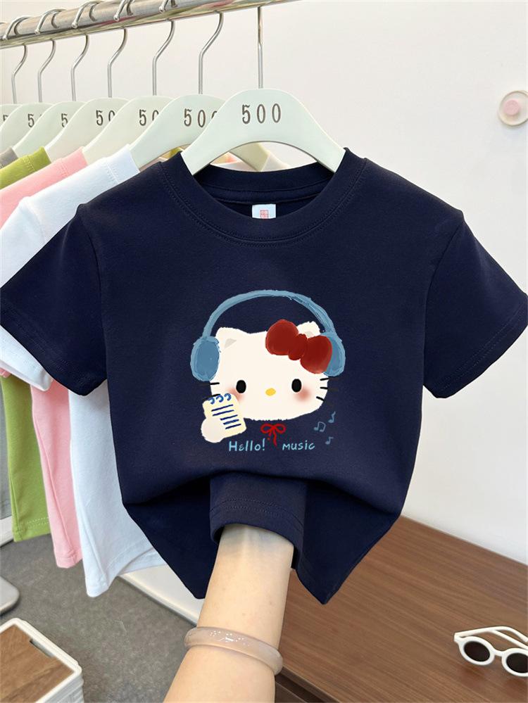 Kids Summer Cotton Cartoon T Shirt Loose Short Sleeve Round Neck Top For Boys And Girls