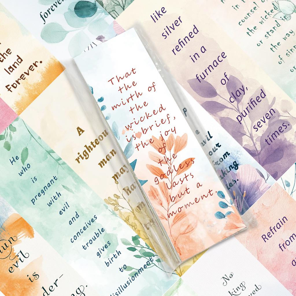 30 Watercolor Bible Bookmarks Cartoon Cute Reading Book Pages Book Labeling Decoration Student Creative Gifts Diy
