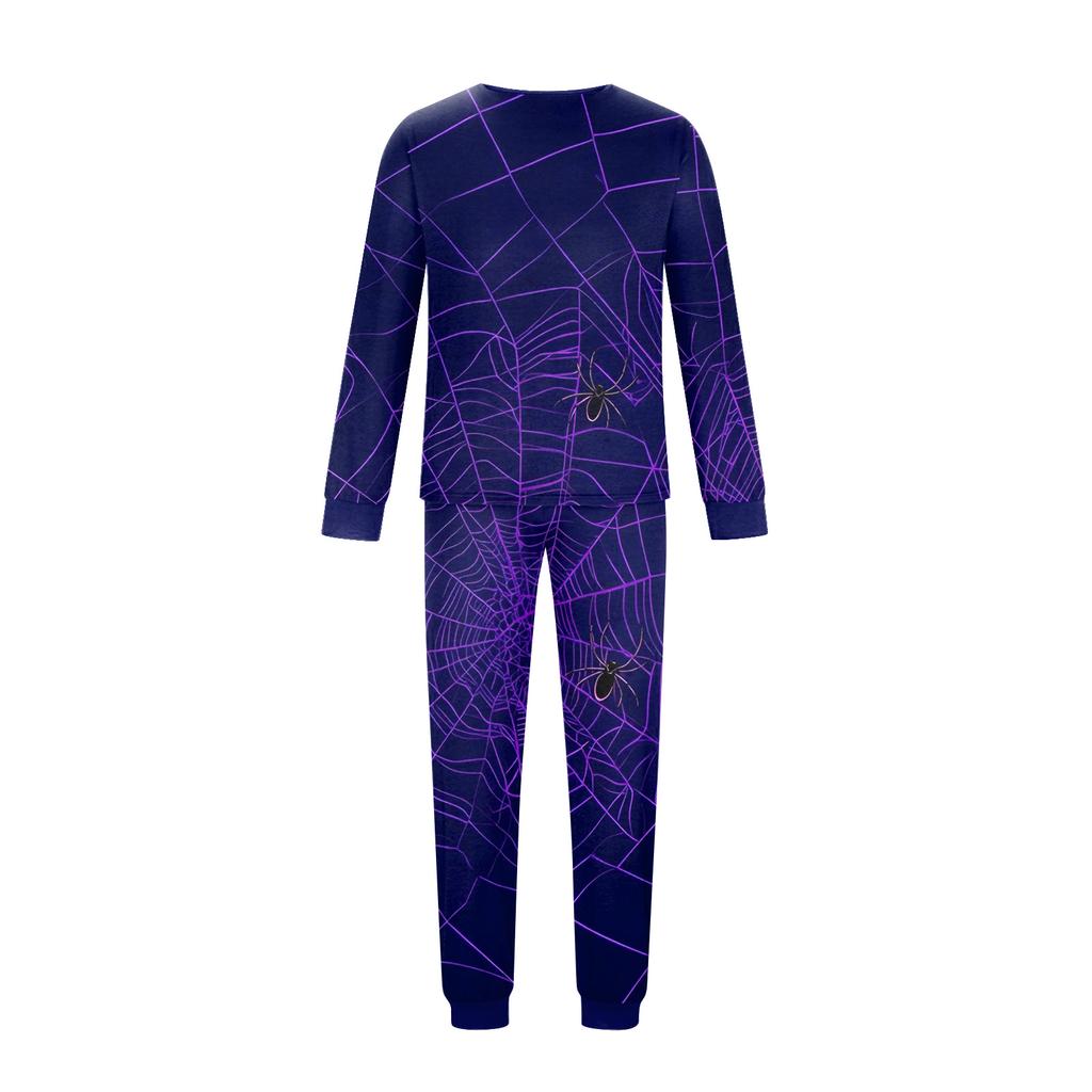 Matching Family Halloween Print Pajama Set Long Sleeve Top and Pants for Parents and Kids
