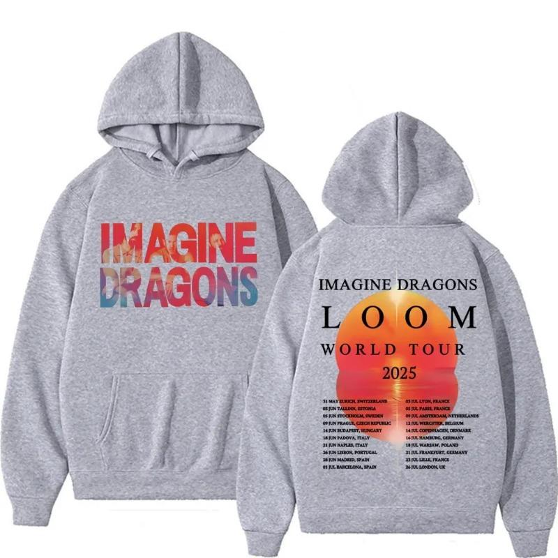 Imagine Dragons Band World Loom Tour 2025 Druck Hoodies Herren Damenbekleidung Vintage Hip Hop Mode Ästhetischer Sweatshirt Hoodie