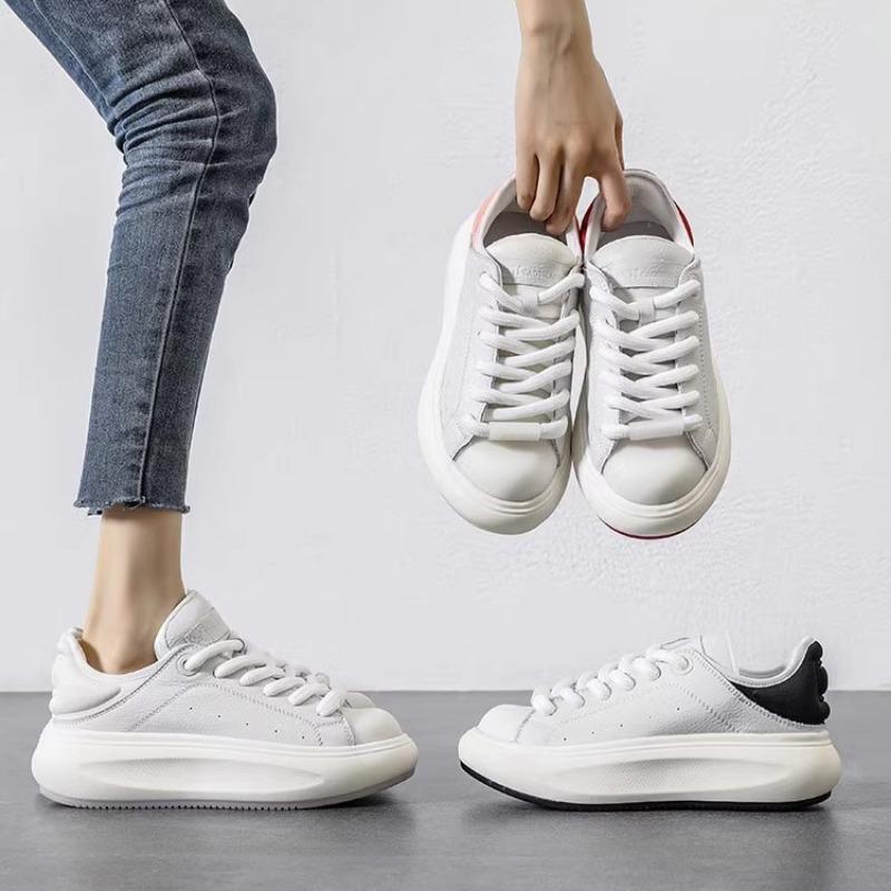 Кроссовки женские толстые из натуральной коровьей кожи разных цветов на платформе — фото 5