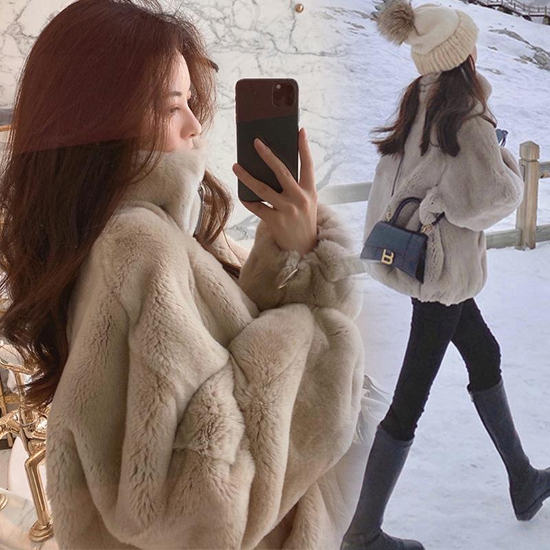 Plush Lamb Short Jacket Women Autumn Winter Shearling Fleece Thick Warm Loose Coat