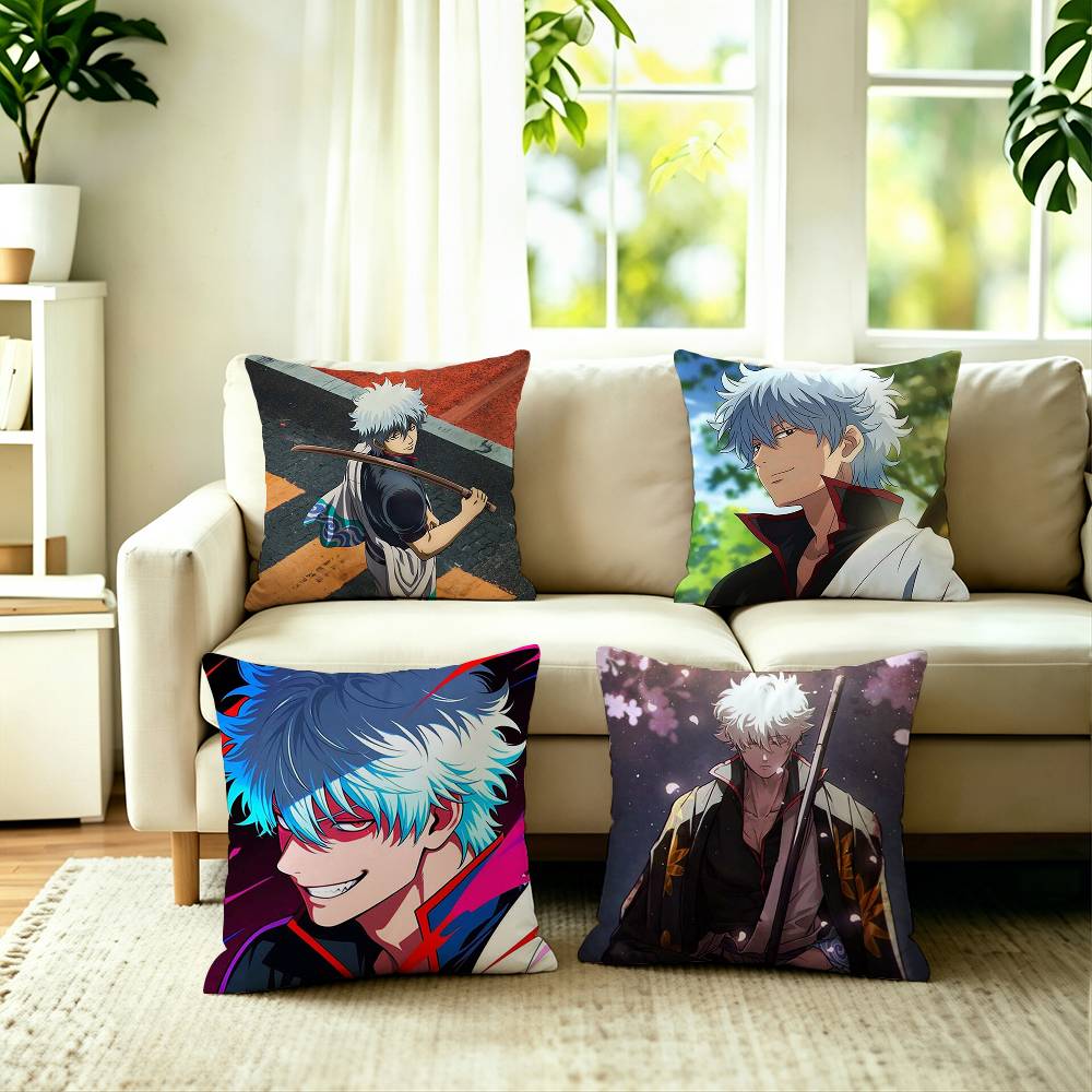Hot Anime GGintamaa Pillow Case Square DoubleSided Sofa Cushion Cover Bedroom Bedside Pillow