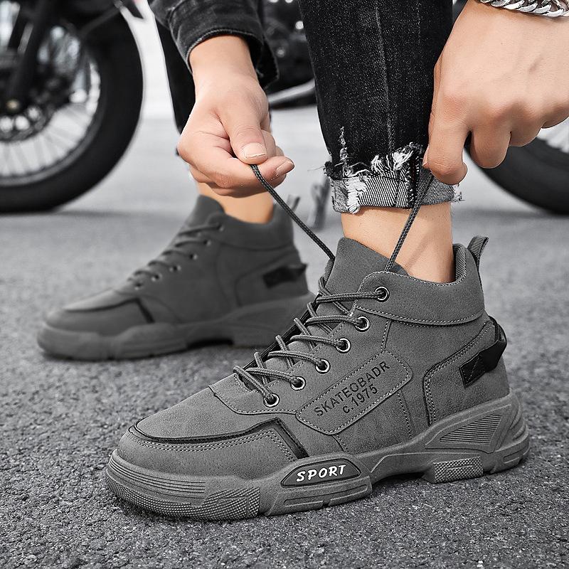 Men's High Top Boots Platform Casual Shoes Non Slip Comfortable Hiking Boots for Men Outdoor Working Shoes Lace-up Ankle Boots