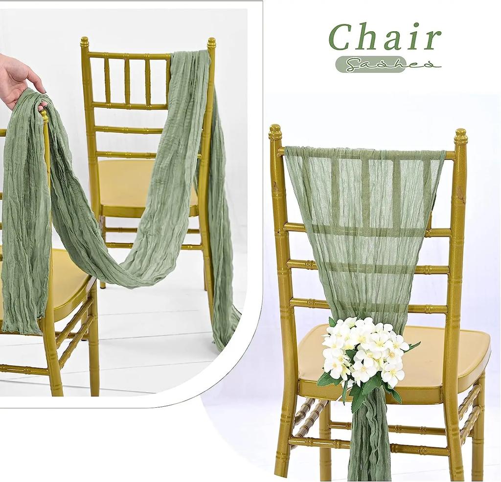 20/10/6 Pcs Cotton Gauze Table Runner Wedding Decoration Sage Green Cheesecloth Tablecloth Wedding Party Bridal Shower Decor