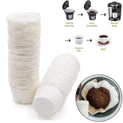 100 ks jednorázových papírových filtrů, náhradních kelímků, bílé kávové filtrační papírové pody pro kapsle Keurig, příslušenství k kávovým filtrům