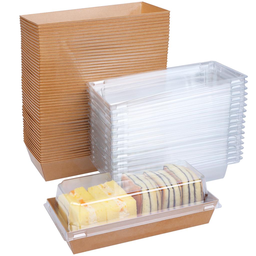 50 Pieces Cake With Lid Box Swiss Roll Plastic Holder Individual Charcuterie Sna