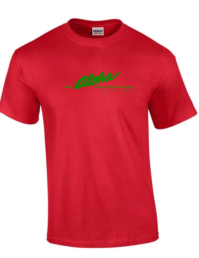 Aloha Airlines Green Retro Logo Shirt Hawaiian Airline Red Cotton T-Shirt S-5XL M