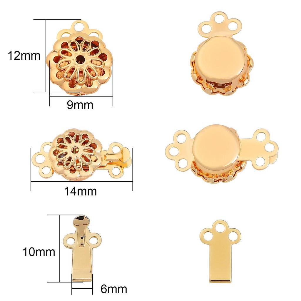 18K Gold-Plated Copper Flower Buckle Pearl Bracelet Clasp for DIY Jewelry Making