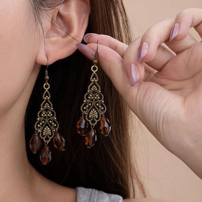 Retro Lange Hängende Ohrringe Mit Fransen Damen Bohemian Ethnischer Stil Ohrringe Reisefotografie Urlaubsstil High-End Ohrringe