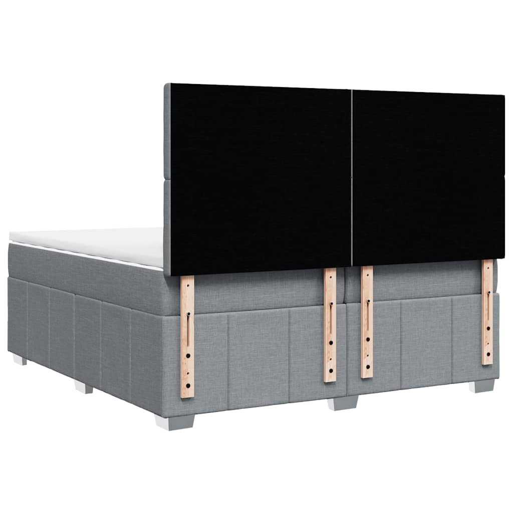 Box Spring Bed with Mattress Light Grey 200 x 200 cm Fabric