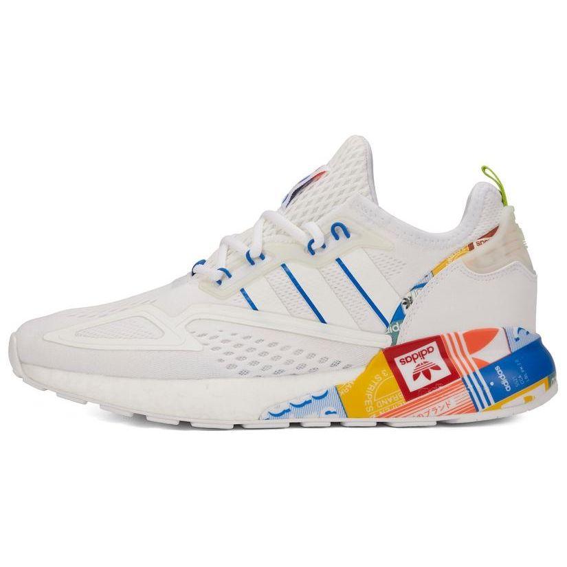 Adidas ZX 2K Boost Multi-Color Logos Unisex Sneakers White Cloud-White Blue GX2718