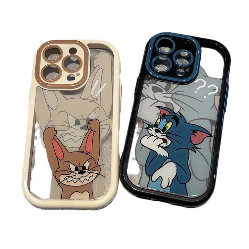 Tom und Jerry Cartoon Handyhülle iPhone 16 15 14 13 Pro Max Plus Silikon Stoßfeste Hülle Damen Paare