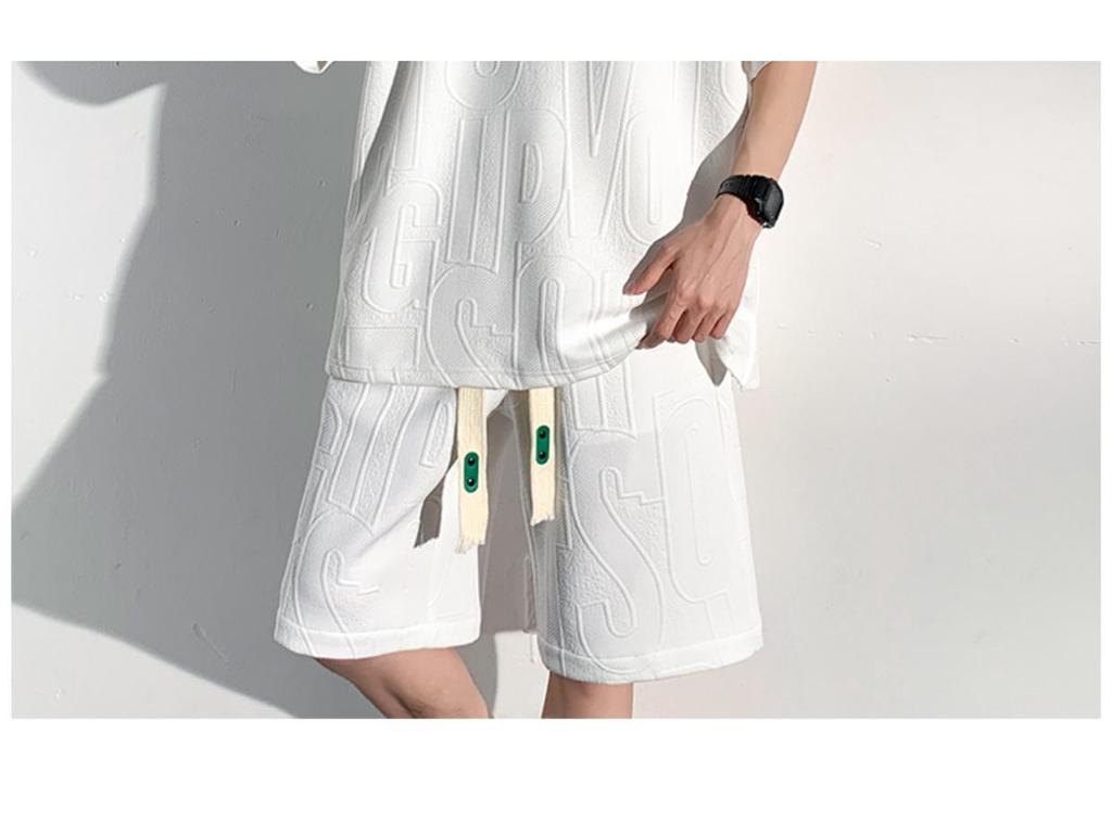 Men's Trendy Summer Short-Sleeved T-Shirt and Shorts Set - Loose Fit, Casual Plus Size Ensemble