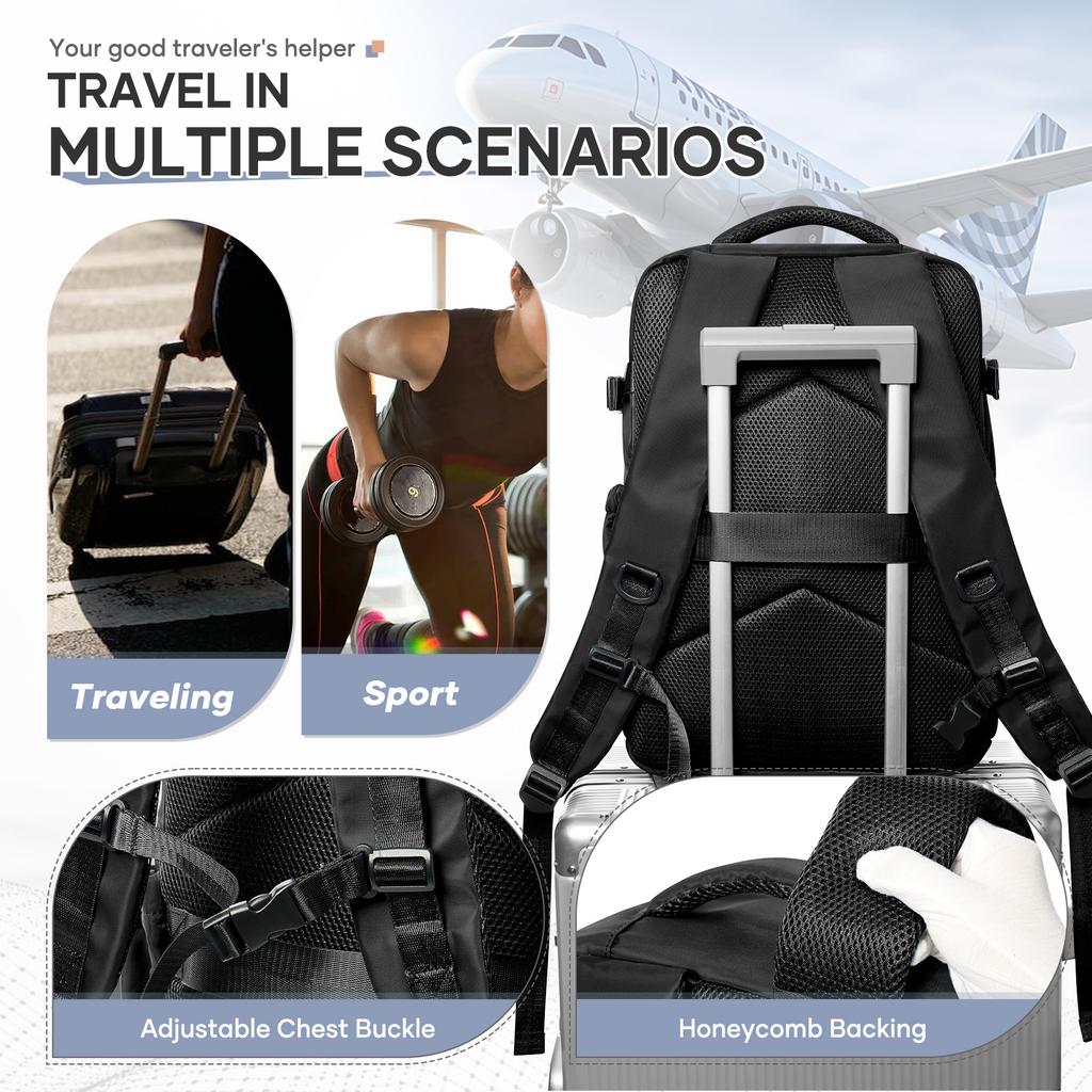 Reise Rucksack Airbag 43x29x15 Kabinentasche Flugzeug, Ryanair 40x25x20 Elektrischer Luft Vakuum Rucksack Handgepäck, Langlebiger Rucksack